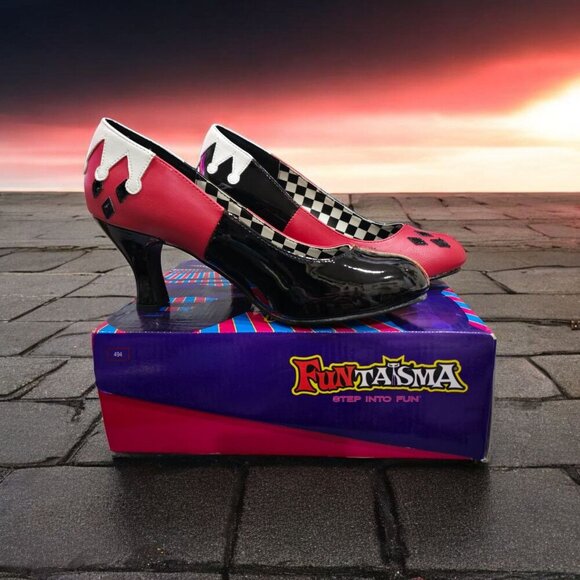 Funtasma Harley Quinn Heels | 9M Red Black White Patent NWT Cosplay Mischief - Picture 6 of 13